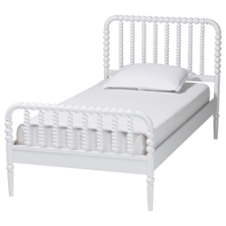 Baxton Studio Lucera Mid-Century White Twin Size Bobbin Bed